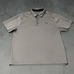 Under Armour Polo Shirt Mens XL Gray Tech Golf Performance Loose Fit 1290140